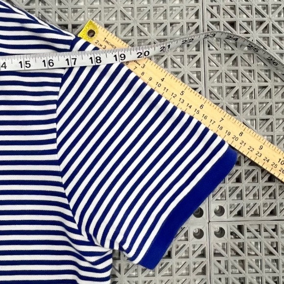 Polo Ralph Lauren Mens Large Polo Shirt Custom Fit Striped Blue White Preppy - Picture 6 of 7